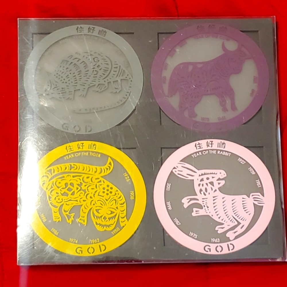 G O D Chinese Zodiac Coasters. 12 With the animal of each year.  In Original Box